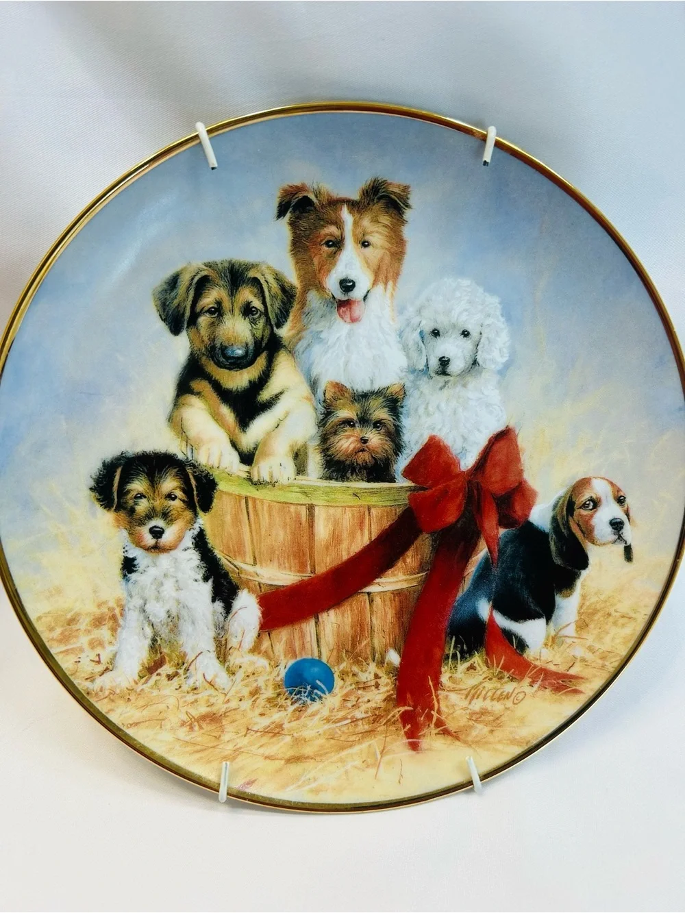 Franklin Mint Vintage Plate “Basket of Cheers” with signature and serial number